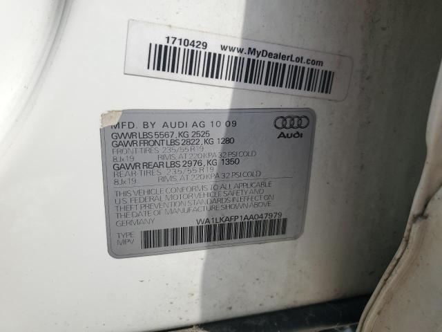 WA1LKAFP1AA047979 - 2010 AUDI Q5 PREMIUM PLUS WHITE photo 13
