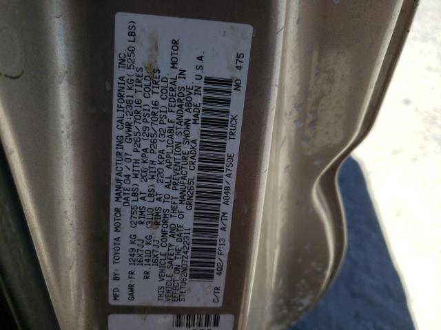 5TETU62N07Z422311 - 2007 TOYOTA TACOMA PRERUNNER ACCESS CAB BEIGE photo 12