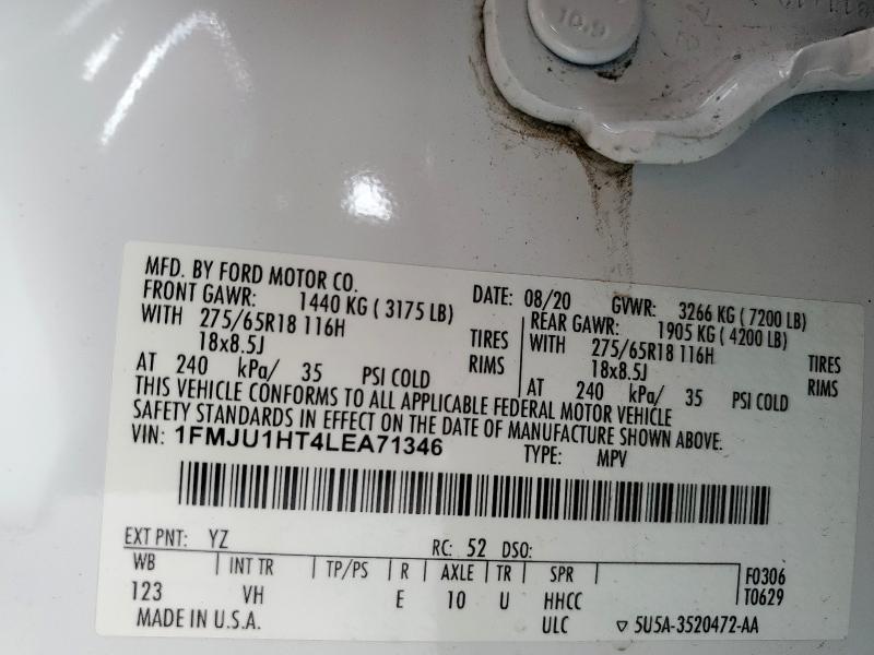 1FMJU1HT4LEA71346 - 2020 FORD EXPEDITION XLT 白色 照片 14