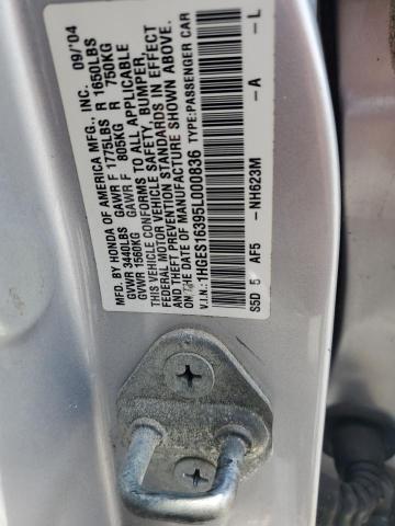 1HGES16395L000836 - 2005 HONDA CIVIC DX VP Gümüş foto 12