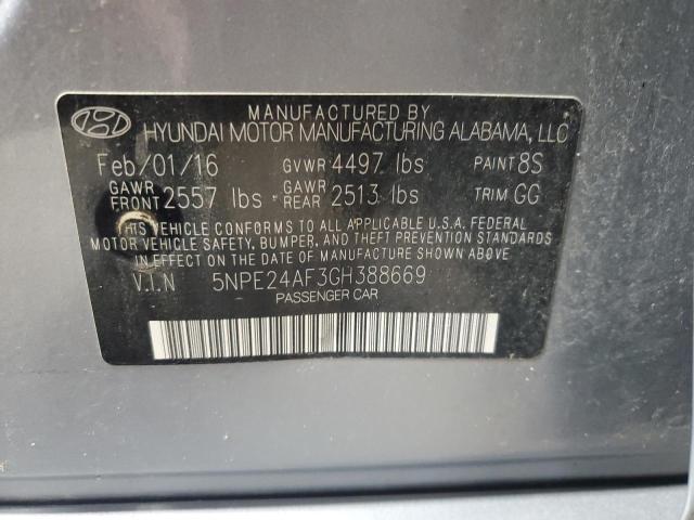 5NPE24AF3GH388669 - 2016 HYUNDAI SONATA SE SILVER photo 12