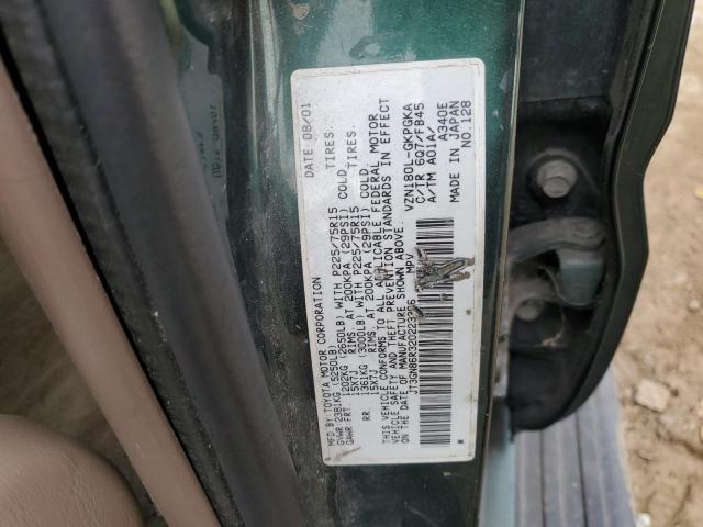 JT3GN86R320223306 - 2002 TOYOTA 4RUNNER SR5 GREEN photo 12