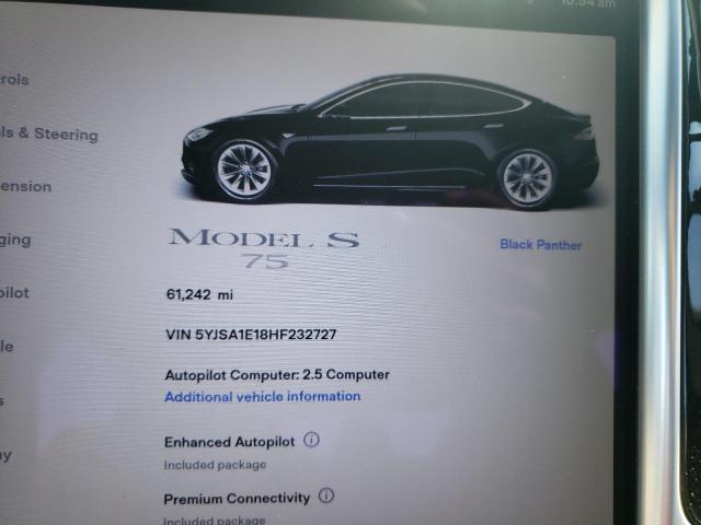 5YJSA1E18HF232727 - 2017 TESLA MODEL S Schwarz Foto 9