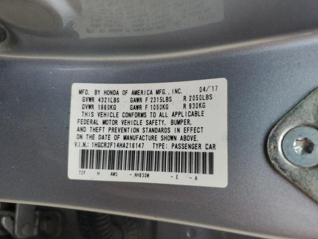 1HGCR2F14HA216147 - 2017 HONDA ACCORD SPORT SPECIAL EDITION SILVER photo 13