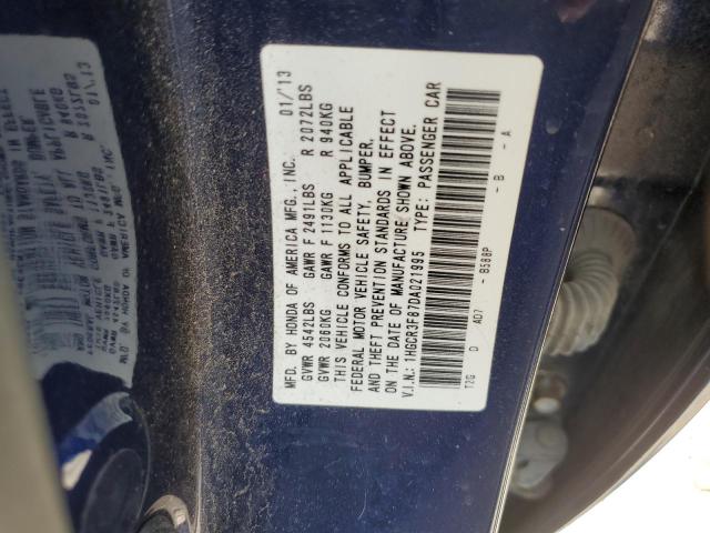 1HGCR3F87DA021995 - 2013 HONDA ACCORD EXL BLUE photo 12