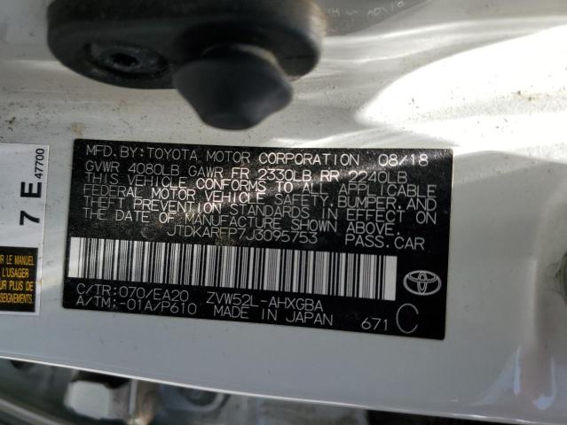 JTDKARFP7J3095753 - 2018 TOYOTA PRIUS PRIM WHITE photo 12