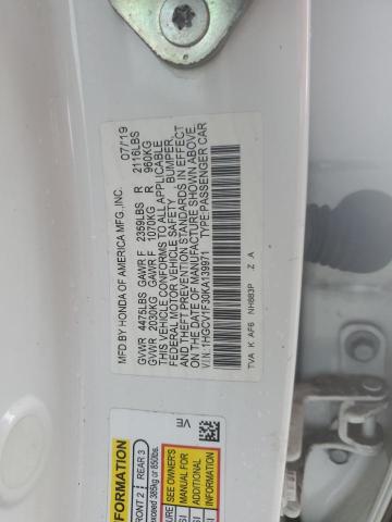 1HGCV1F30KA139971 - 2019 HONDA ACCORD SPORT Weiß Foto 12