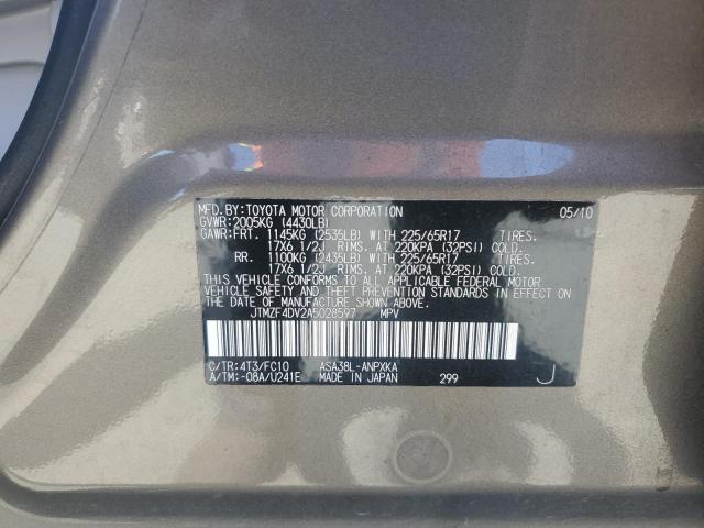 JTMZF4DV2A5028597 - 2010 TOYOTA RAV4 BLACK photo 14