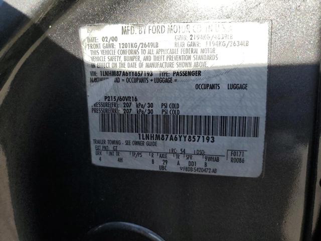 1LNHM87A6YY857193 - 2000 LINCOLN LS GRAY photo 12