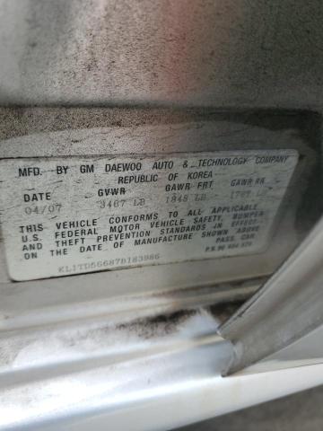 KL1TD56687B183986 - 2007 CHEVROLET AVEO BASE Plata foto 12