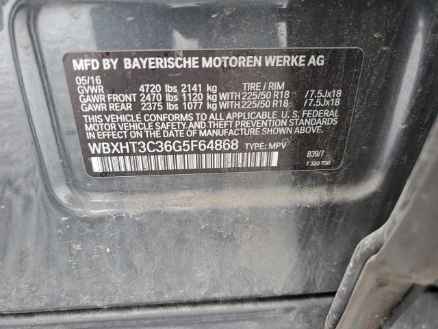 WBXHT3C36G5F64868 - 2016 BMW X1 XDRIVE28I GRAY photo 13