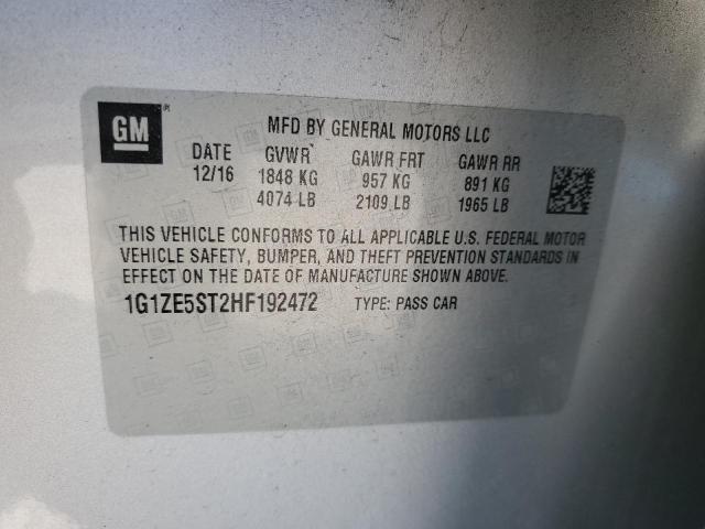 1G1ZE5ST2HF192472 - 2017 CHEVROLET MALIBU LT SILVER photo 12