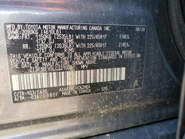 2T3P1RFV5LC131008 - 2020 TOYOTA RAV4 XLE Gris foto 13