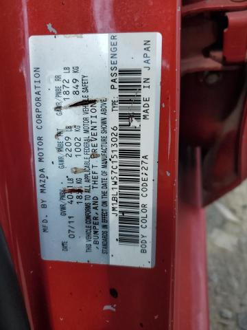 JM1BL1W57C1513026 - 2012 MAZDA 3 S RED photo 12