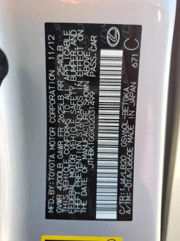 JTHBK1GGXD2031499 - 2013 LEXUS ES 350 SILVER photo 12