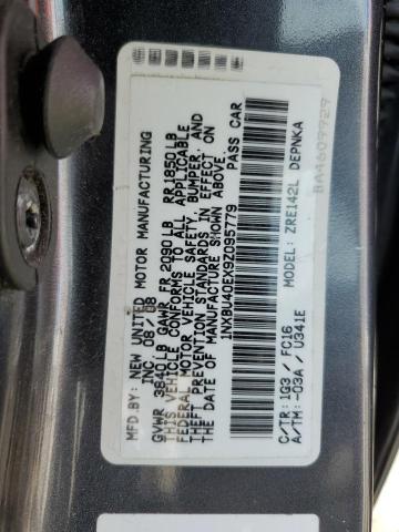 1NXBU40EX9Z095779 - 2009 TOYOTA COROLLA BASE GRAY photo 12