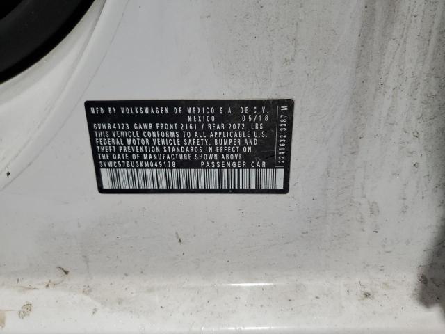 3VWC57BU3KM049178 - 2019 VOLKSWAGEN JETTA S WHITE photo 12