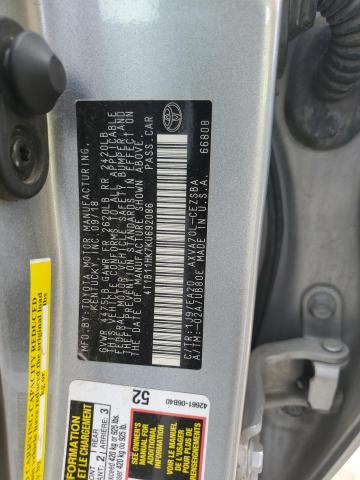 4T1B11HK7KU692086 - 2019 TOYOTA CAMRY L Күміс фото 13