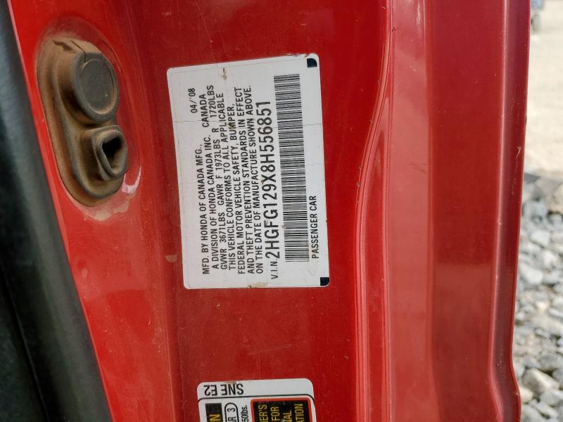2HGFG129X8H556851 - 2008 HONDA CIVIC EXL RED photo 13