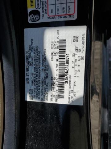 3FAHP0JA5AR388274 - 2010 FORD FUSION SEL BLACK photo 12