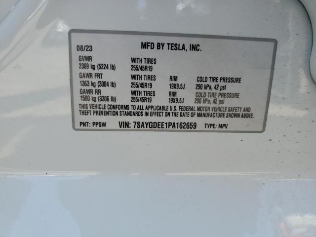 7SAYGDEE1PA162659 - 2023 TESLA MODEL Y WHITE photo 12