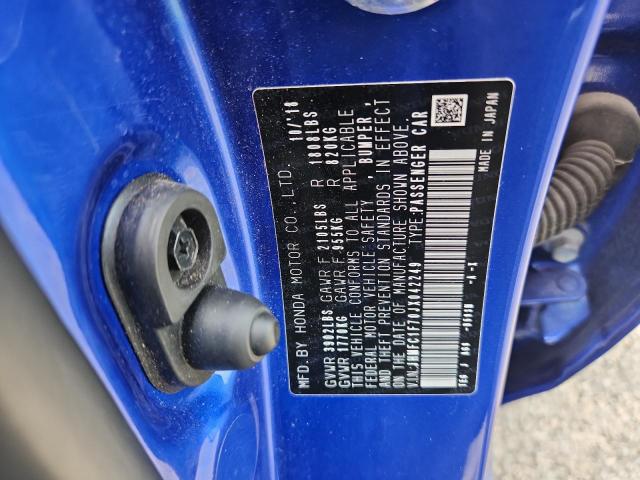 JHMFC1F70JX042249 - 2018 HONDA CIVIC EXL Синий фото 12