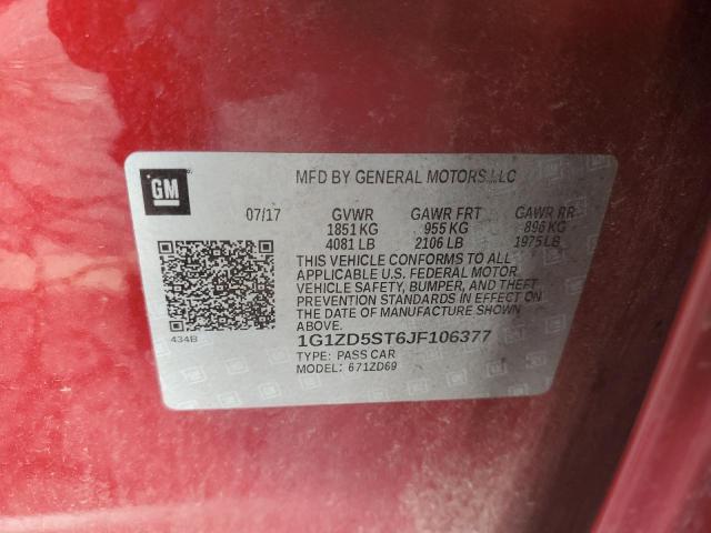 1G1ZD5ST6JF106377 - 2018 CHEVROLET MALIBU LT Қызыл фото 12