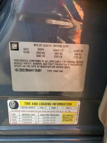 1G1ZK57B494115401 - 2009 CHEVROLET MALIBU LTZ ნაცრისფერი ფოტო 13