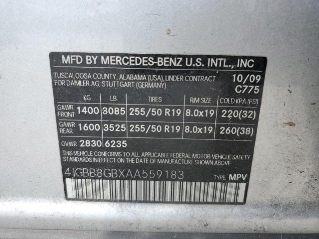 4JGBB8GBXAA559183 - 2010 MERCEDES-BENZ ML 350 4MATIC SILVER photo 13