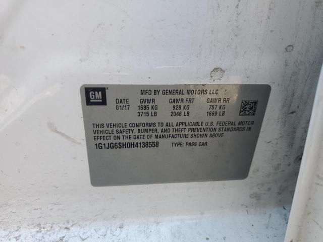 1G1JG6SH0H4138558 - 2017 CHEVROLET SONIC WHITE photo 12