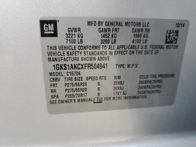 1GKS1AKCXFR504941 - 2015 GMC YUKON SLE SILVER photo 13