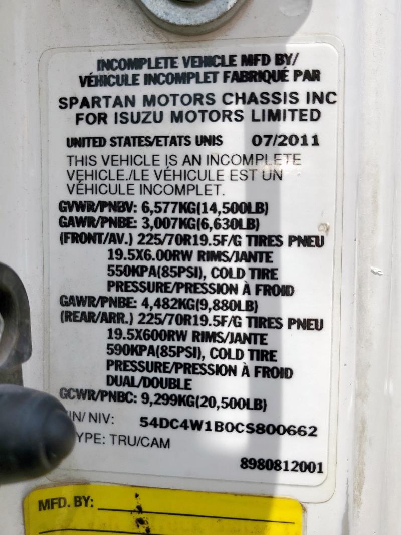54DC4W1B0CS800662 - 2012 ISUZU NPR HD WHITE photo 13