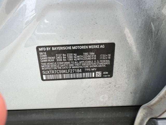 5UXTR7C59KLF27184 - 2019 BMW X3 SDRIVE30I SILVER photo 10