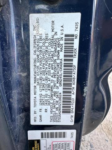 5TEUU42N55Z118624 - 2005 TOYOTA TACOMA ACCESS CAB ლურჯი ფოტო 10