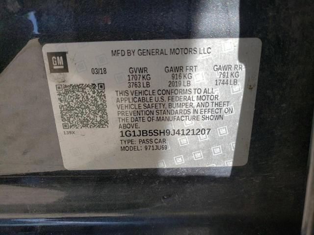 1G1JB5SH9J4121207 - 2018 CHEVROLET SONIC LS 灰色 照片 12