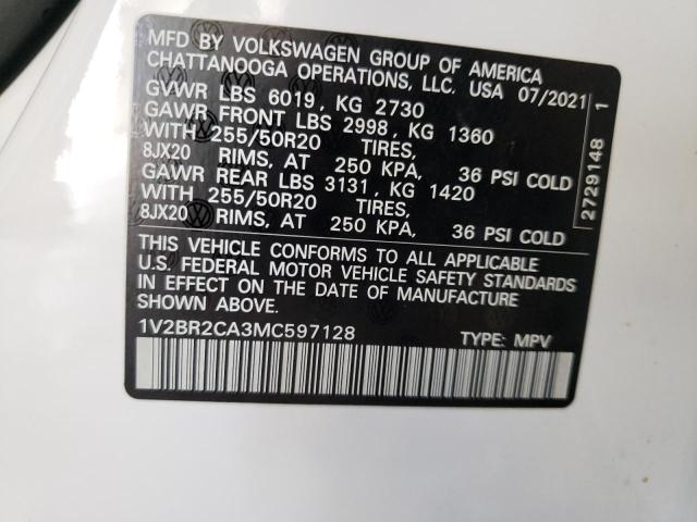 1V2BR2CA3MC597128 - 2021 VOLKSWAGEN ATLAS SEL WHITE photo 14