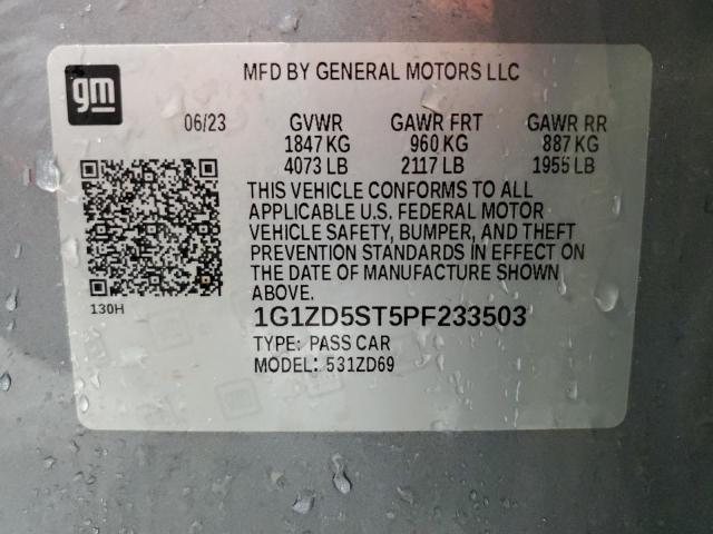 1G1ZD5ST5PF233503 - 2023 CHEVROLET MALIBU LT Сұр фото 13