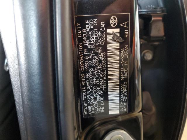 JTDKDTB33J1605373 - 2018 TOYOTA PRIUS C შავი ფოტო 12