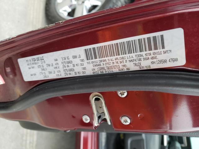 1C6RR6LT6KS572713 - 2019 RAM 1500 CLASS SLT 勃艮第红 照片 12