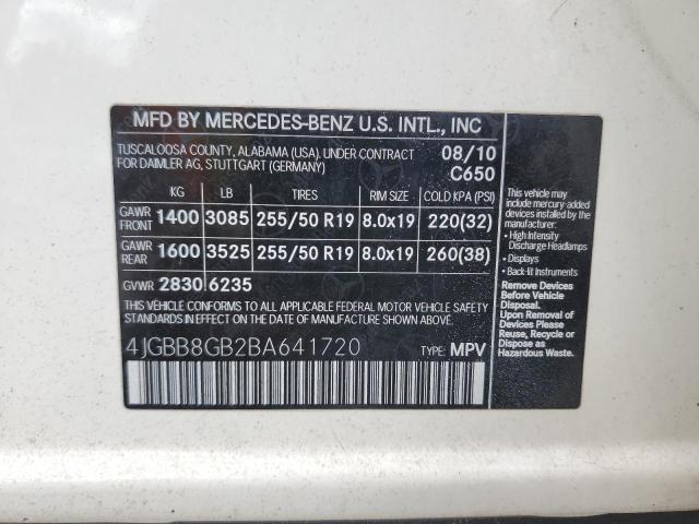 4JGBB8GB2BA641720 - 2011 MERCEDES-BENZ ML 350 4MATIC WHITE photo 13