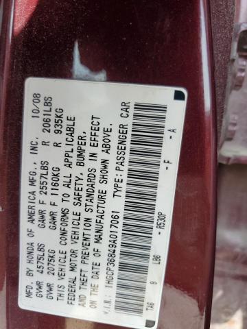 1HGCP36849A017061 - 2009 HONDA ACCORD EXL RED photo 12