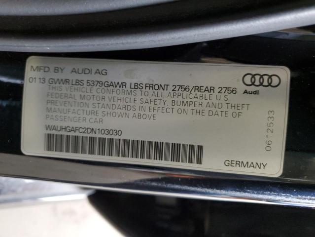 WAUHGAFC2DN103030 - 2013 AUDI A6 PRESTIGE შავი ფოტო 12