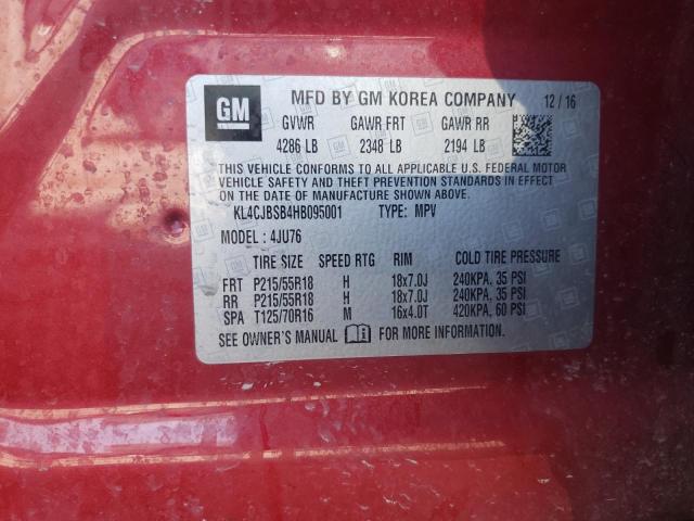 KL4CJBSB4HB095001 - 2017 BUICK ENCORE PREFERRED II RED photo 13