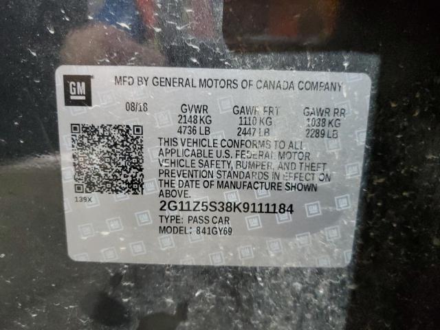 2G11Z5S38K9111184 - 2019 CHEVROLET IMPALA LT GRAY photo 13
