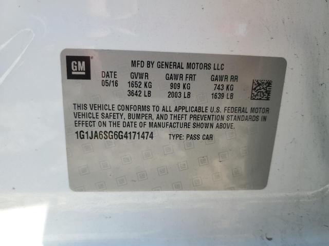 1G1JA6SG6G4171474 - 2016 CHEVROLET SONIC LS WHITE photo 14