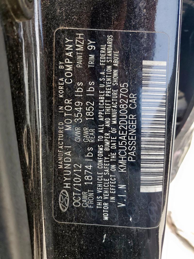 KMHCU5AE2DU082705 - 2013 HYUNDAI ACCENT GLS BLACK photo 12