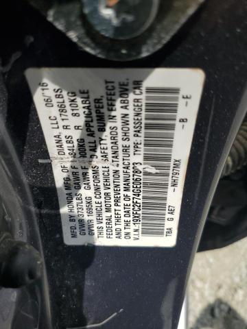 19XFC2F74GE067803 - 2016 HONDA CIVIC EX GRAY photo 12