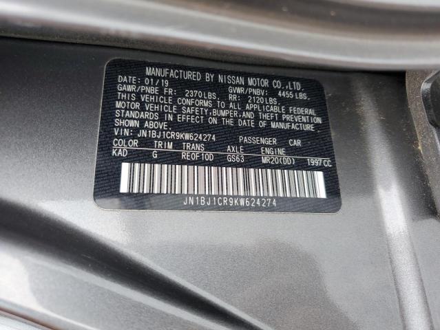 JN1BJ1CR9KW624274 - 2019 NISSAN ROGUE SPOR S GRAY photo 13