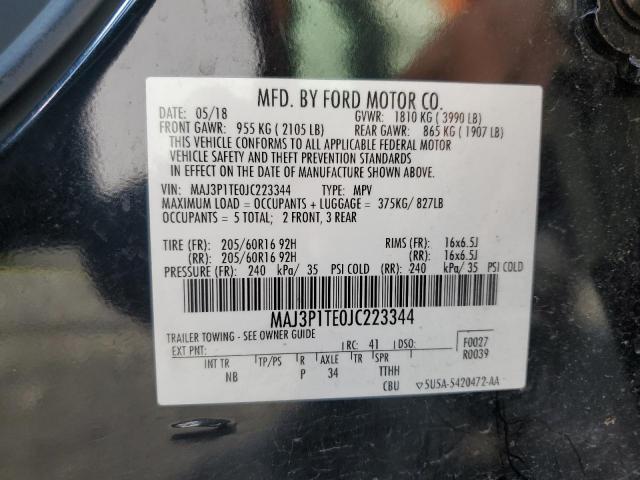 MAJ3P1TE0JC223344 - 2018 FORD ECOSPORT SE Negro foto 12