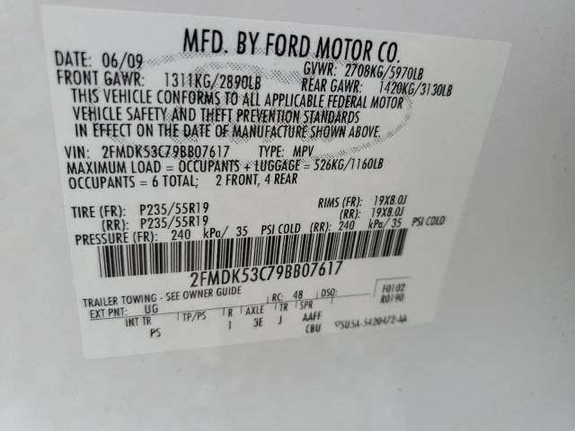 2FMDK53C79BB07617 - 2009 FORD FLEX LIMITED WHITE photo 13